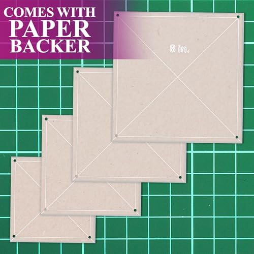 Square Quilting Template Set, 5", 6", 7", 8" with 1/4" Seam Allowance