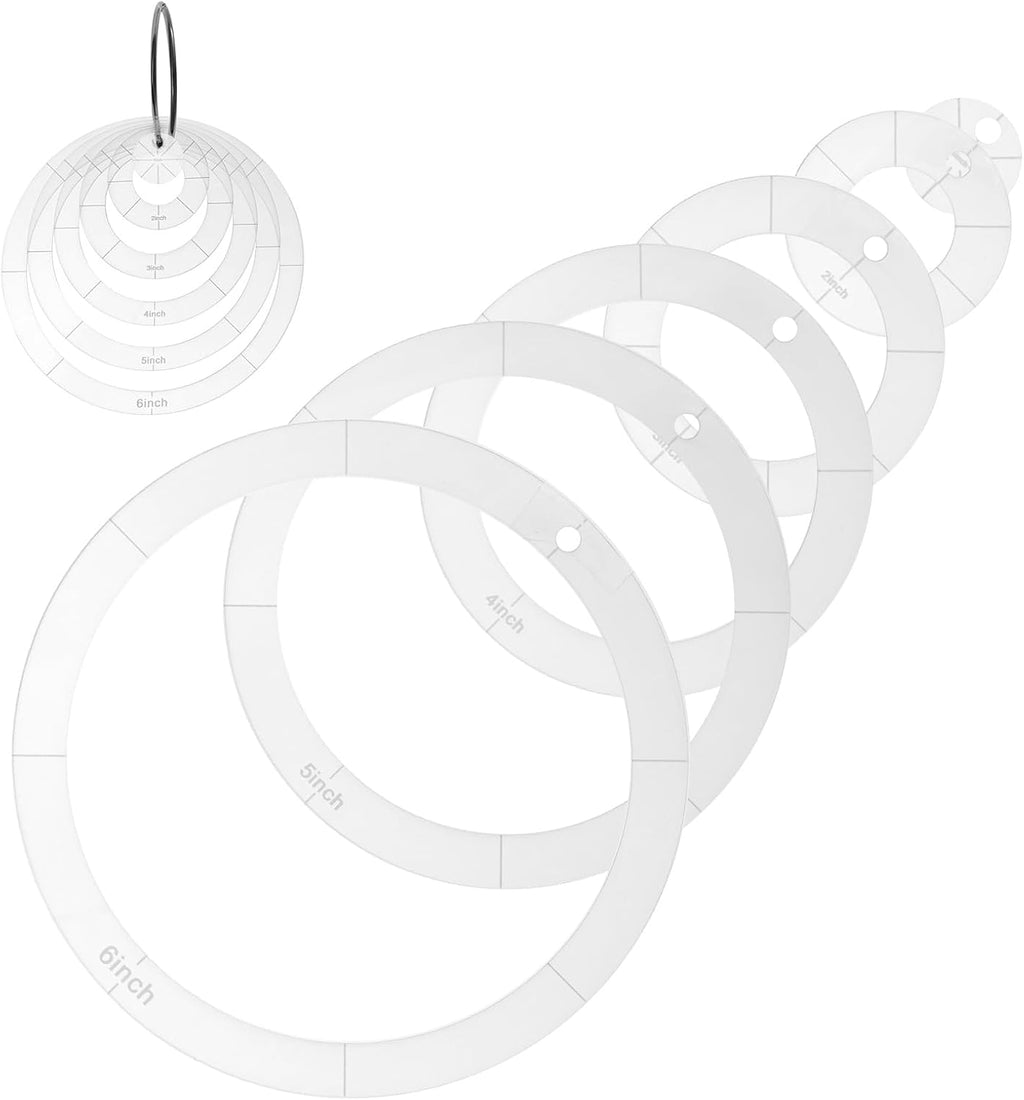 6pcs Circle Quilting Templates for Sewing, Different Sizes Round