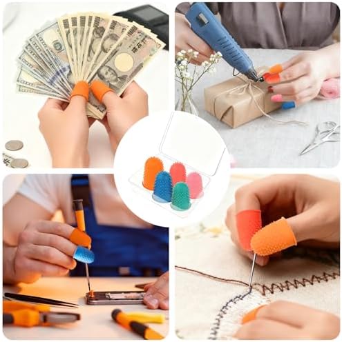 5 PCS Rubber Finger Tips Covers, Finger Protectors in 5 Colors and