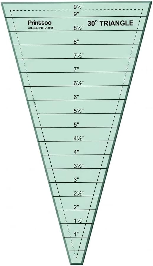 Printtoo 30 Degree Triangle Quilt Ruler for Wedge Piecing and