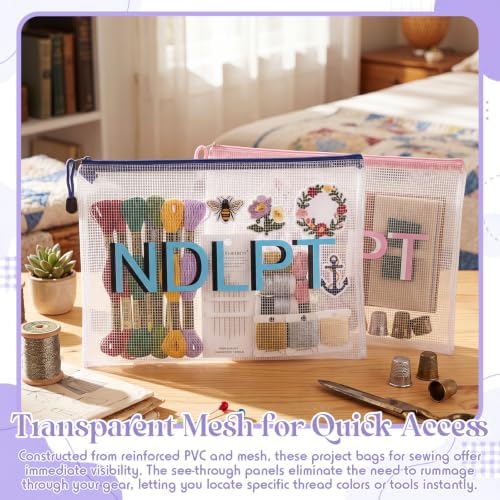 Sabary 5 Pcs Needlepoint Project Bag, Clear Mesh