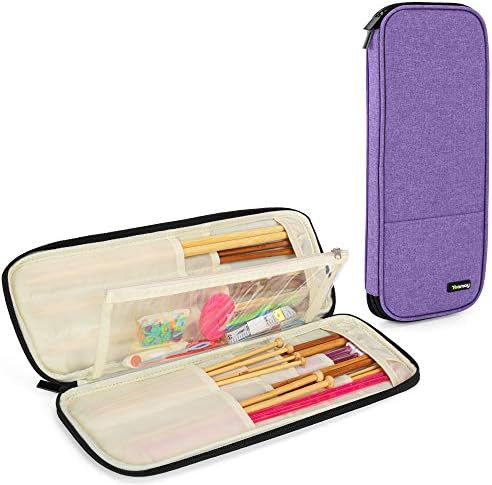 Teamoy Knitting Needles Case, Travel Organizer Storage Bag, Purple