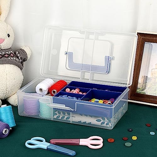 BTSKY Clear Plastic Storage Box with Removable Tray Multipurpose