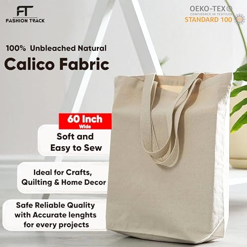 FT Calico Fabric 58" Wide 100% Cotton Natural Muslin (1 Yard)