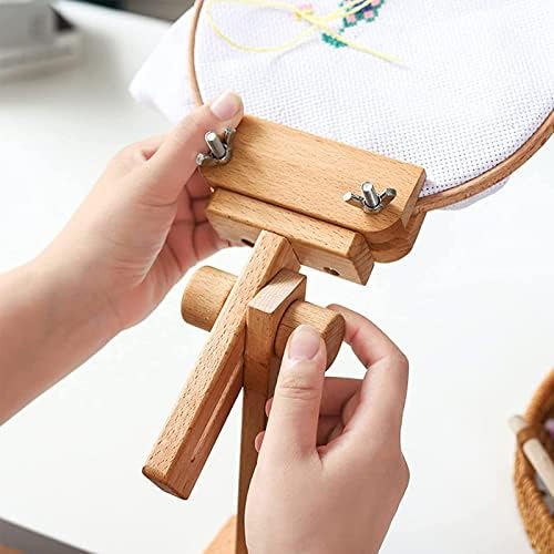 Embroidery Hoop Stand, Wooden 360° Rotatable Adjustable Embroidery