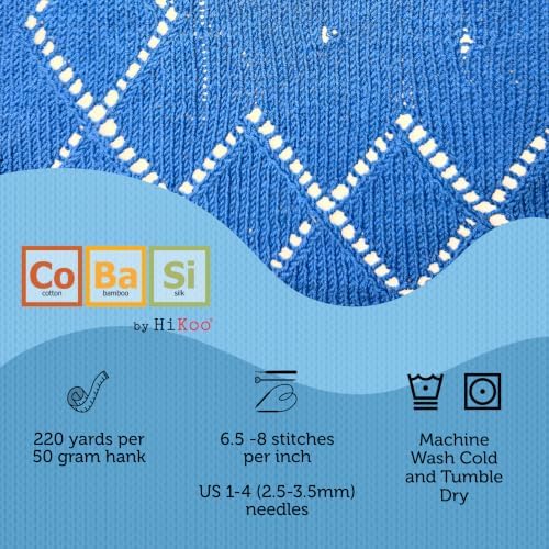 HiKoo CoBaSi Sock Yarn, Cotton, Bamboo, Silk, 50g, 220 yd, #029 Royal