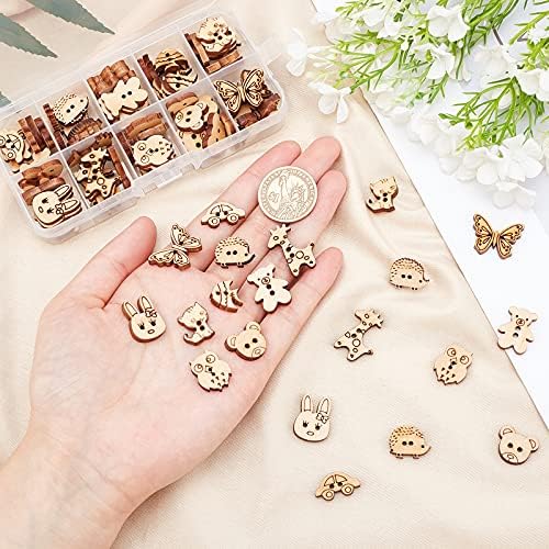 arricraft 100 Pcs Animal Style Wooden Sewing Buttons, 2-Hole Rabbit