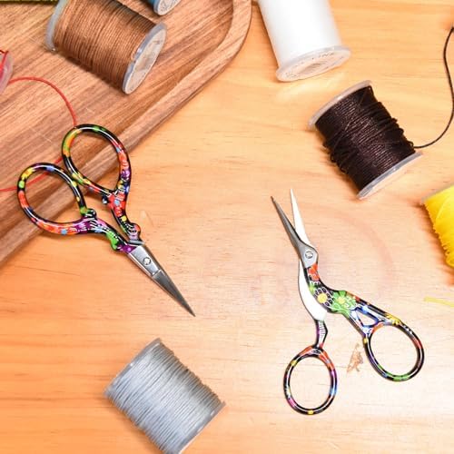 AQUEENLY Embroidery Scissors Vintage 2 Pcs Stainless Steel Stork