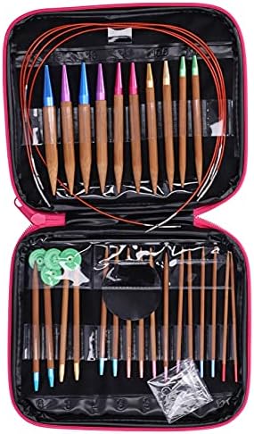 Zopsc Carbonized Bamboo Circular Knitting Needle Set with Removable