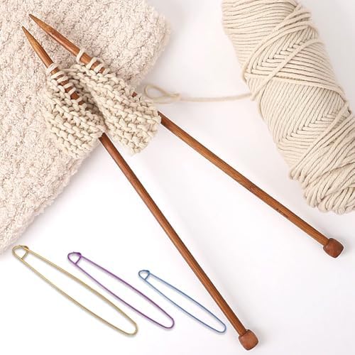 yeloumiss 7 Pairs Bamboo Knitting Needles Set Long Wooden Knitting