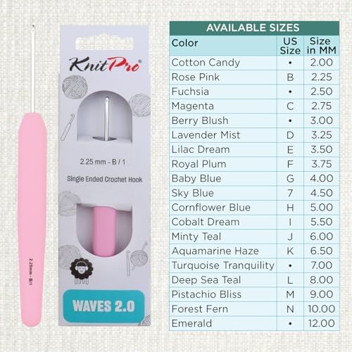 KnitPro Waves 2.0 Single-Ended Crochet Hooks | US Size B (2.25mm)