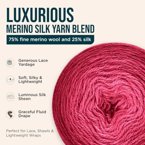 KnitPro Symfonie Lace Weight Merino Wool Yarn, 850yds, 100g, Winewash