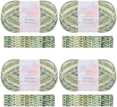 Coopay Gradient Cake Yarn, 78% Cotton Ombre Yarn for Crochet/Knitting