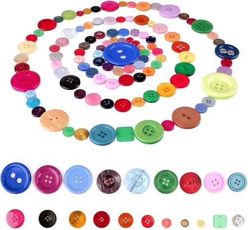 Greentime 250pcs Round Resin Buttons for Crafts DIY Sewing Ornaments