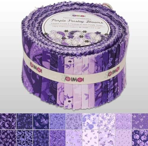 Jelly Roll 40 Strip Assorted Bundle, 2.5" Fabric Strips for Quilting