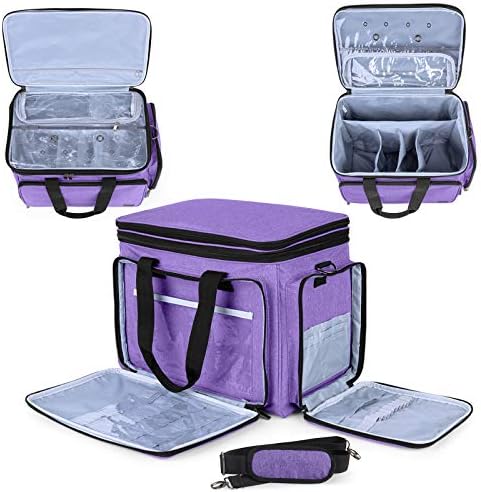 LUXJA Portable Yarn Knitting Storage Tote Bag, Purple