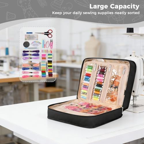 Hautton Sewing Craft Supplies Storage Tote, Large Capacity Organizer