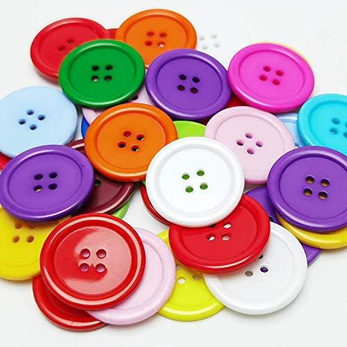 Chenkou Craft Mix Color Plastic Resin Circle Big Button 4 Holes DIY