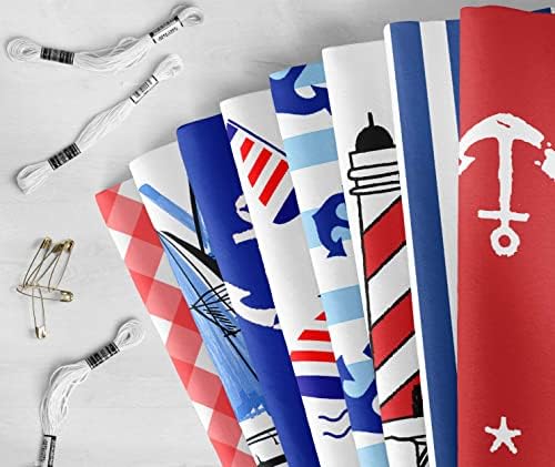 Soimoi 8 Pc Fat Quarter Bundle - Nautical Prints Print 18"x 22" DIY
