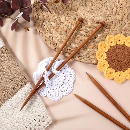 4 Pairs Natural Bamboo Knitting Needles Set 9.8 Inch Long Wooden