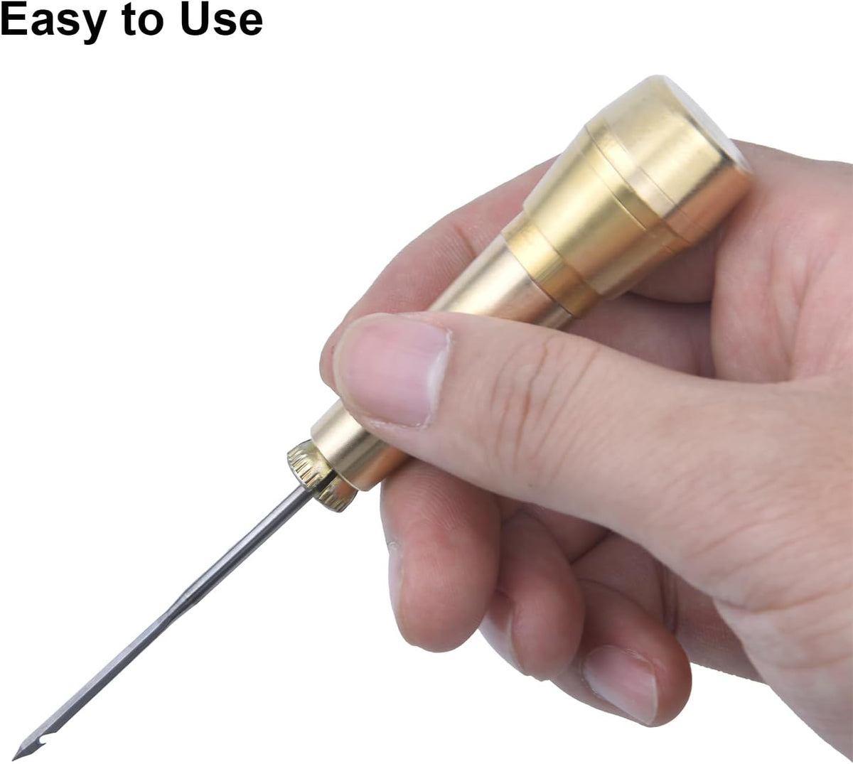 6 Pieces Leather Sewing Awl Needle Kit with Copper Handle, Leather