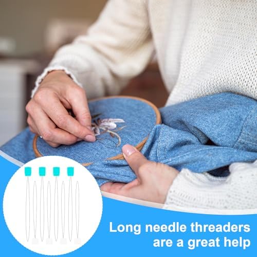 20 Pcs Punch Needle Threaders 7.87 Inch Long Threader for Embroidery