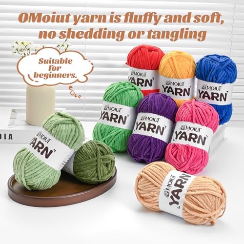 Fluffy Chenille Yarn for Crocheting, Army Green