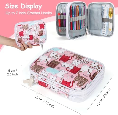 Katech Crochet Hooks Case Empty Zipper Bags Portable Travel Crochet