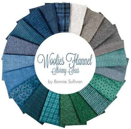 Bonnie Sullivan Woolies Flannel Stormy Seas, 20 Fat Quarters