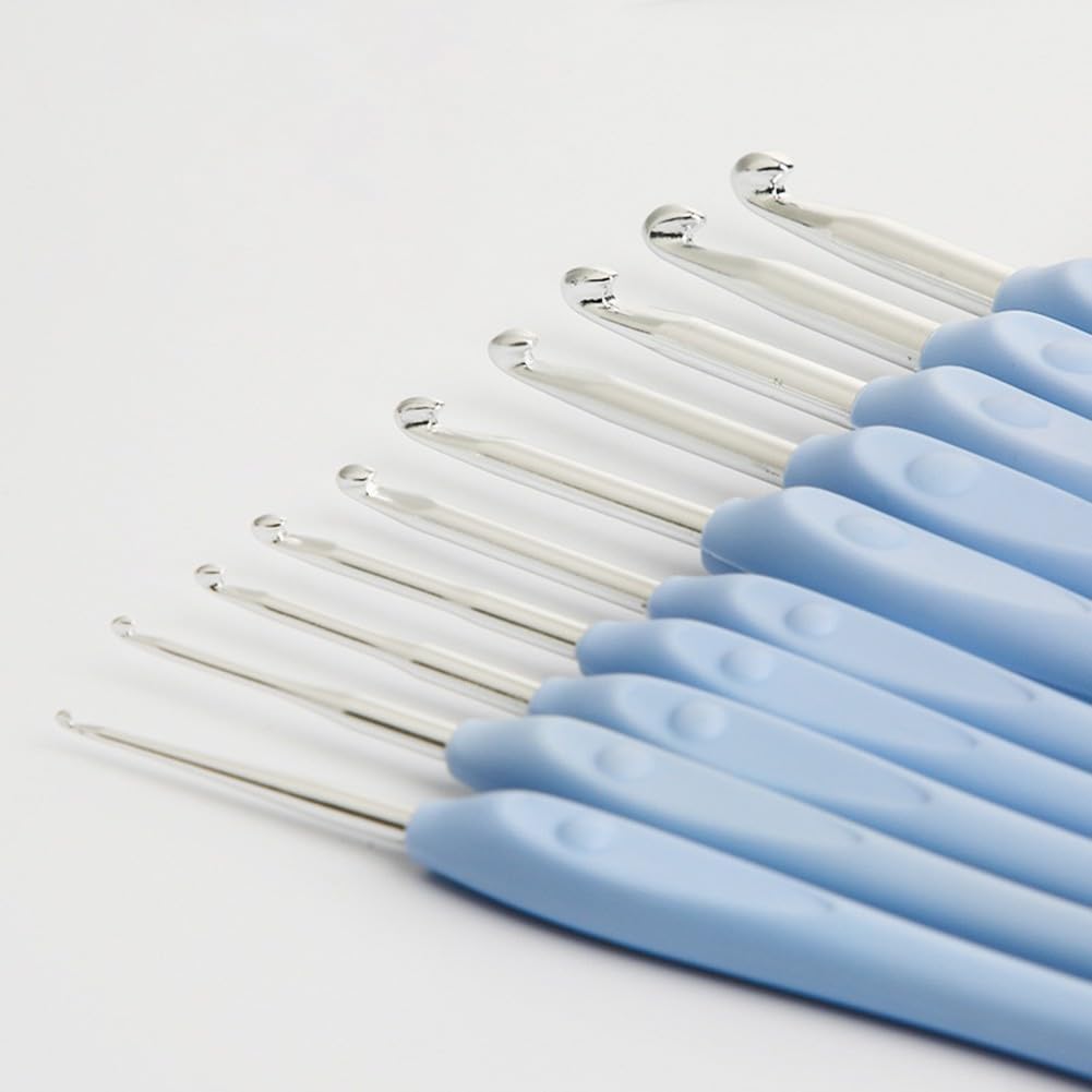 Ergonomic Crochet Hook Set Soft Grip Aluminum Needles