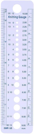 Plastic Knitting Needle Gauge Ruler, 2 to 10 mm US 0 to 15 Size Sizer