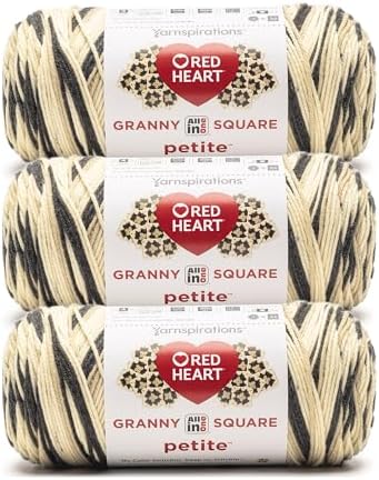Red Heart Granny Square Petite Yarn for Crocheting, Linen, 3-Pack