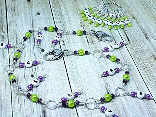 Knitting Row Counter Chain Tracking Tool with Number Stitch Markers