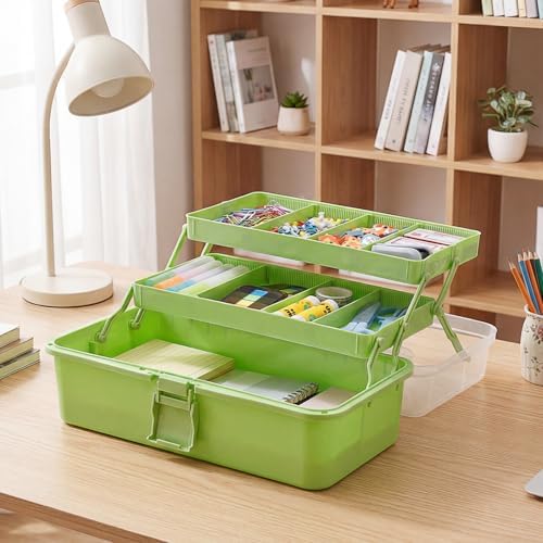 BTSKY 3-Layer Foldable Craft Organizer, Portable Tackle Box with