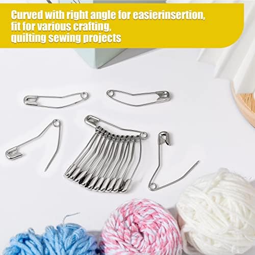 Cindeer 200 Count Curved Safety Pins, 2 Inch Sliver for Quilting