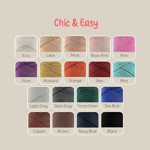 S Sensy Chic& Easy - Cotton&Polyester Blend Yarn 5 Skeins Brown