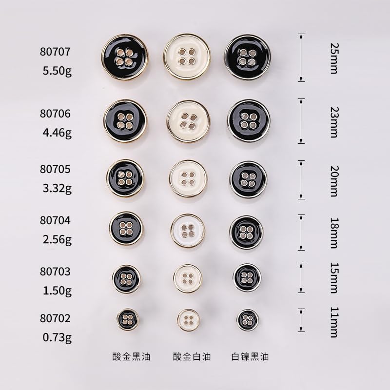 10pcs 4-Holes Elegant Metal Buttons for Clothing Blouse Sewing