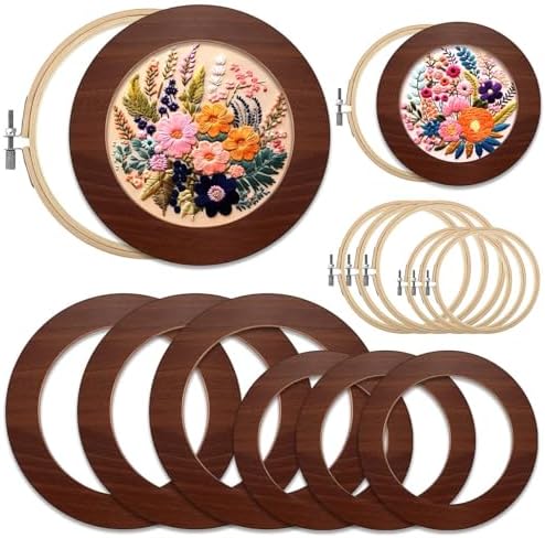 RattanView 12 Pcs Wood Embroidery Hoop Frame for Display 6 & 8 Inch