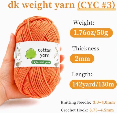 Coopay 12 Pack Cotton Yarn for Crocheting,High Twist Milk Soft Crochet