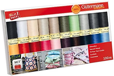 Gutermann Sew-All Thread Set, 20 Assorted 100 m Spools
