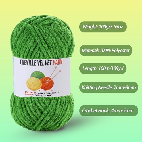 3 x 100g Fluffy Chenille Yarn, Bule