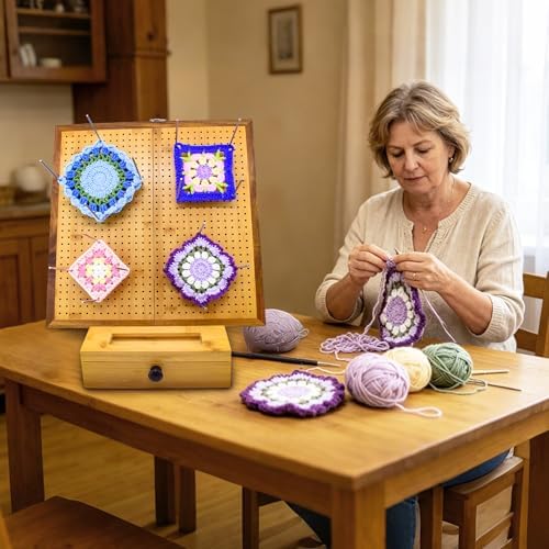 OCPO HOME 15.5" Foldable Crochet Blocking Board with Storage Drawer &