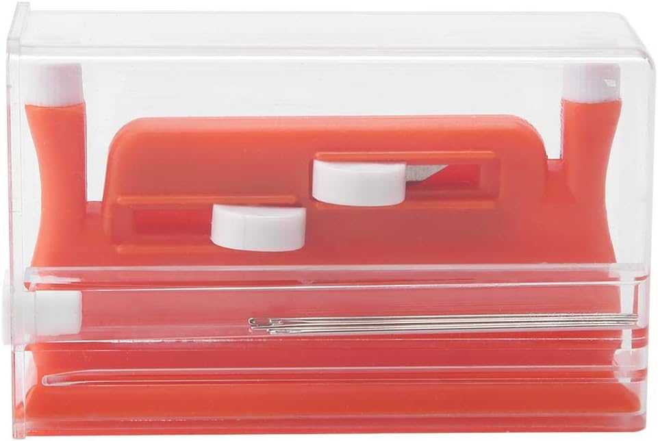 Desk Needle Threader, Hand Threader Red Double Hole Needle Threader
