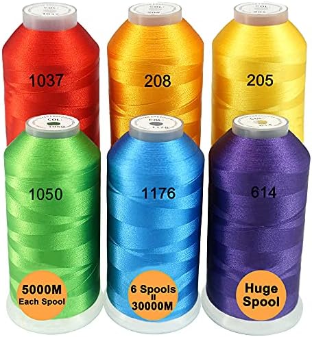 New brothread Huge Spools Embroidery Machine Thread -6xRainbow Colors