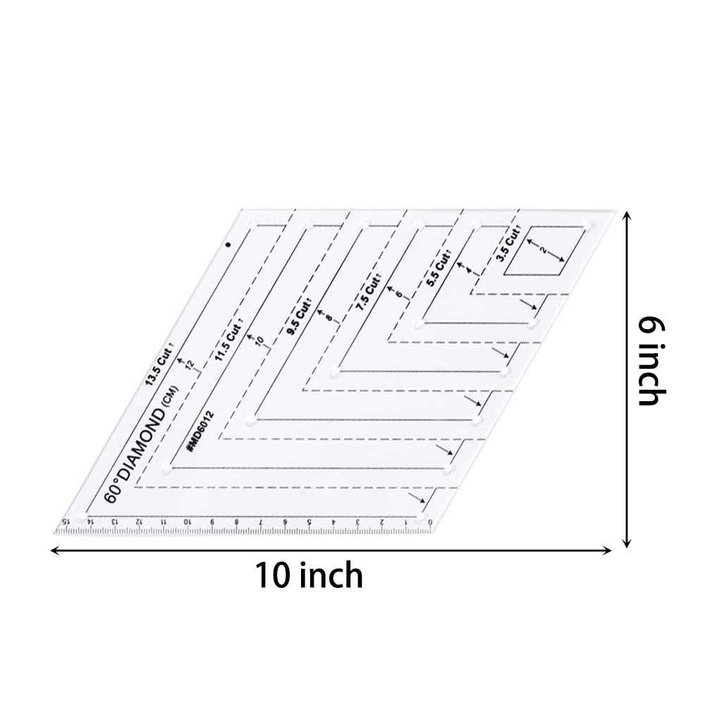 1 Pc Transparent Quilting Templates Ruler, with 60 Degree Shape