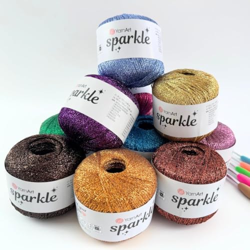 YarnArt Sparkle - Metallic Glitter Fine Lightweight Yarn for Crochet &