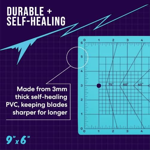Zoid 9" x 6" Self-Healing Cutting Mat, PVC Grid Mat, Crafting and