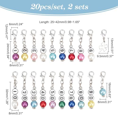 NBEADS 40 Pcs Number Beads Stitch Markers, Acrylic Pearls Crochet