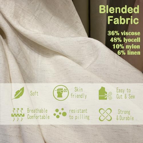 Lyocell Linen Blend Fabric by the Yard 170GSM, 59" Width -Fashion