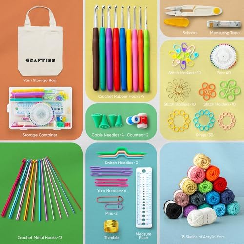 Crochet Kit for Beginners Adults and Kids - Beginner Crochet Kit for